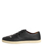 Baskets basses Dolce &amp; Gabbana en cuir noir avec couronne d'abeille