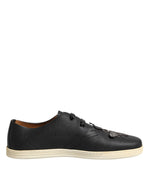 Baskets basses Dolce &amp; Gabbana en cuir noir avec couronne d'abeille