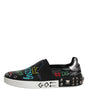 Baskets cloutées en cuir noir Dolce &amp; Gabbana à motif graffiti