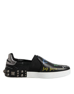 Baskets cloutées en cuir noir Dolce &amp; Gabbana à motif graffiti