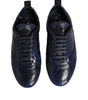 Dolce & Gabbana Dark Blue Leather Low Top Men Sneakers Shoes