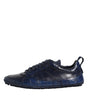 Dolce & Gabbana Dark Blue Leather Low Top Men Sneakers Shoes