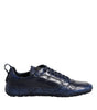Dolce & Gabbana Dark Blue Leather Low Top Men Sneakers Shoes