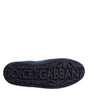 Dolce & Gabbana Dark Blue Leather Low Top Men Sneakers Shoes