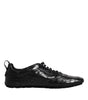 Dolce & Gabbana Black Exotic Leather Low Top Sneakers Shoes