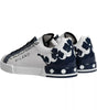 Dolce & Gabbana White Blue Leather Crown Milano Sneaker Shoes