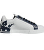 Dolce & Gabbana White Blue Leather Crown Milano Sneaker Shoes