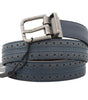 Ceinture Dolce & Gabbana en cuir perforé bleu avec boucle grise