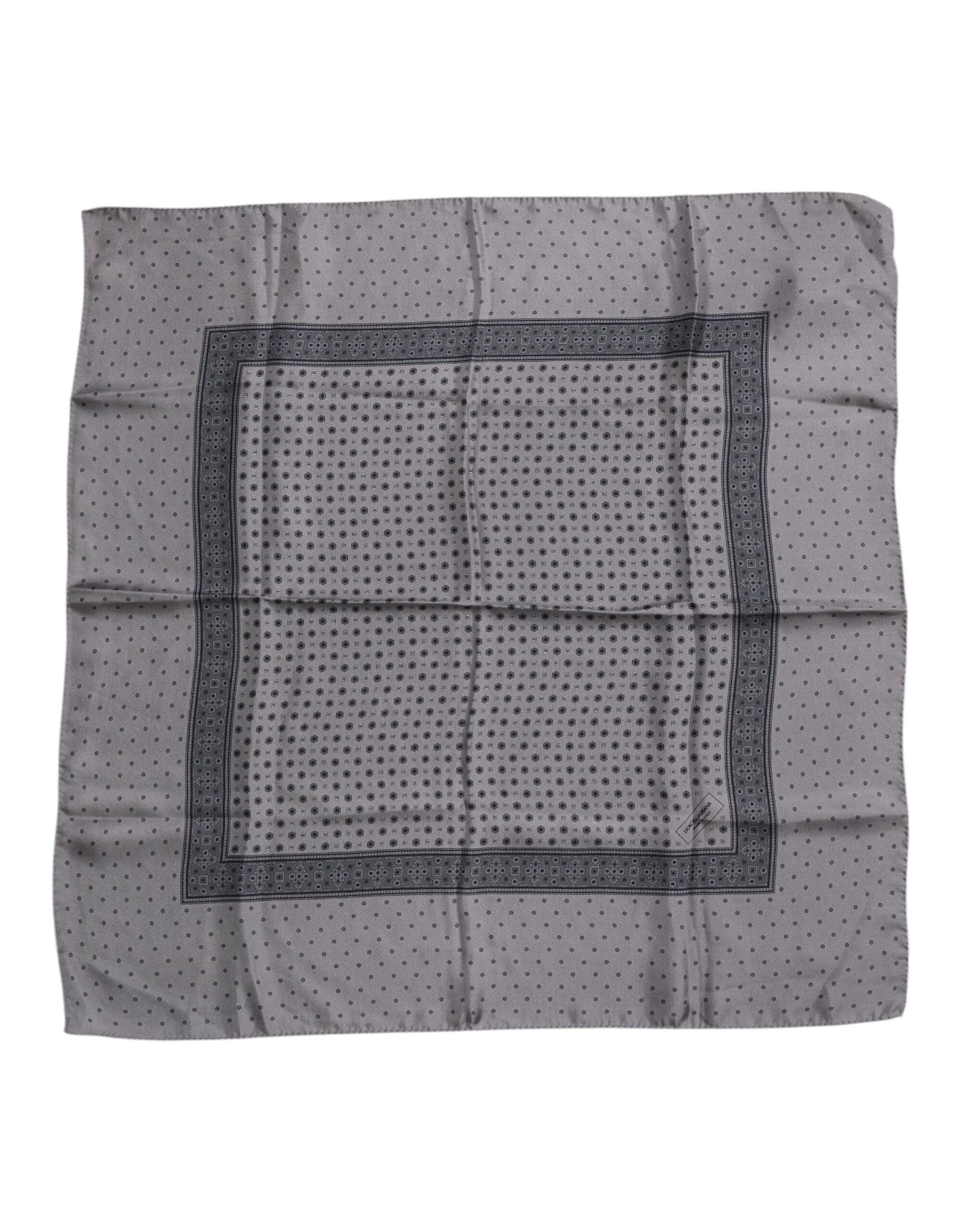 Foulard carré en soie à pois gris Dolce & Gabbana pour homme
