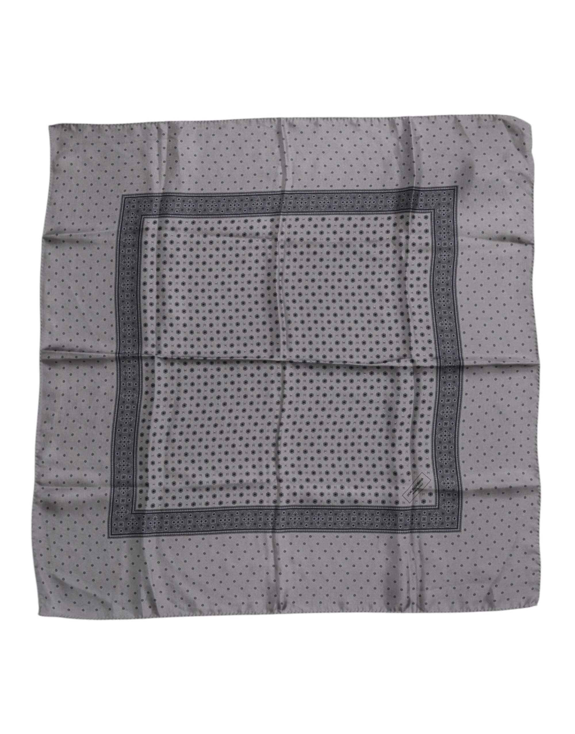 Foulard carré en soie à pois gris Dolce & Gabbana pour homme