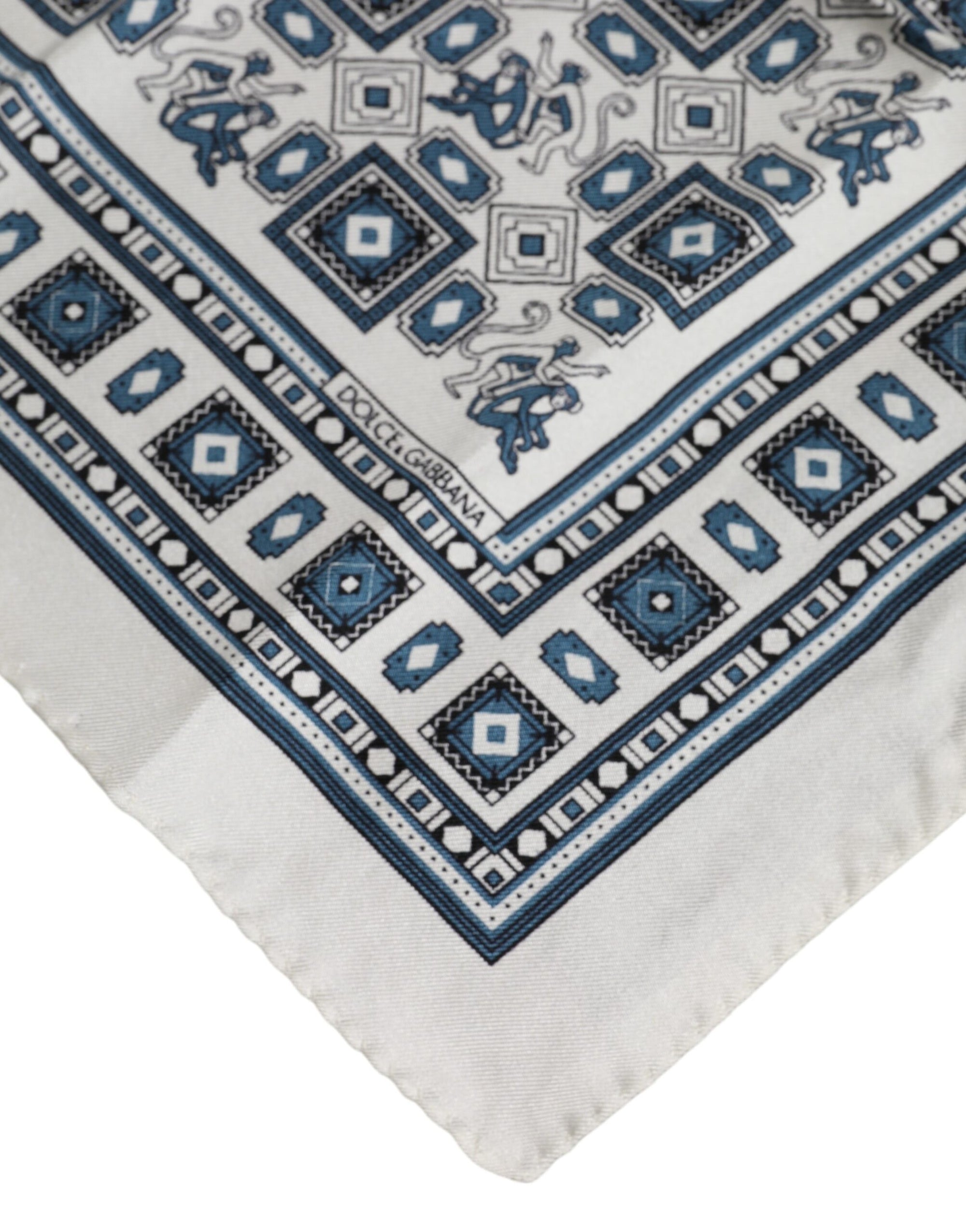 Foulard carré en soie imprimé blanc et vert Dolce &amp; Gabbana