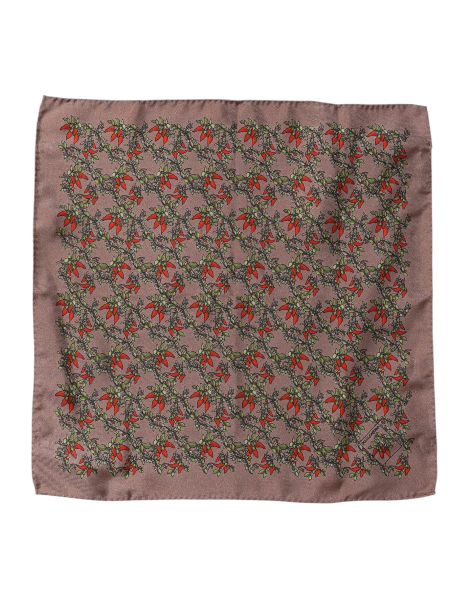 Foulard carré en soie marron piments Dolce &amp; Gabbana pour homme