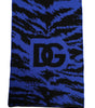 Dolce & Gabbana Blue Black Logo Neck Warmer Wrap Shawl Scarf