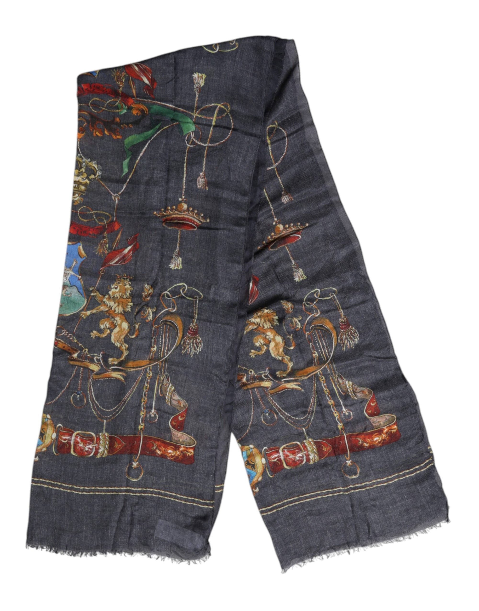 Dolce & Gabbana Gray Graphic Print Warmer Wrap Shawl Scarf