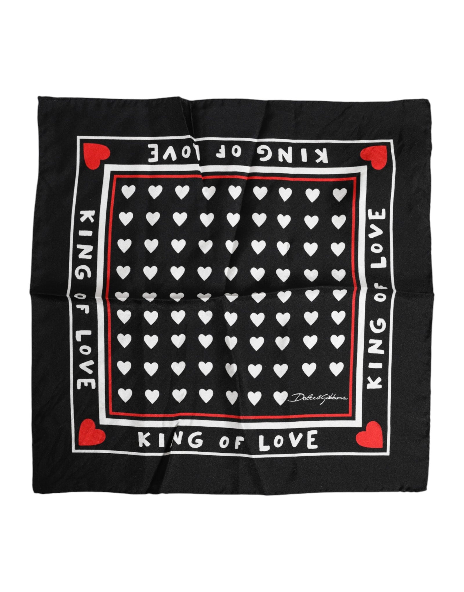 Foulard carré en soie imprimé noir Dolce & Gabbana pour homme