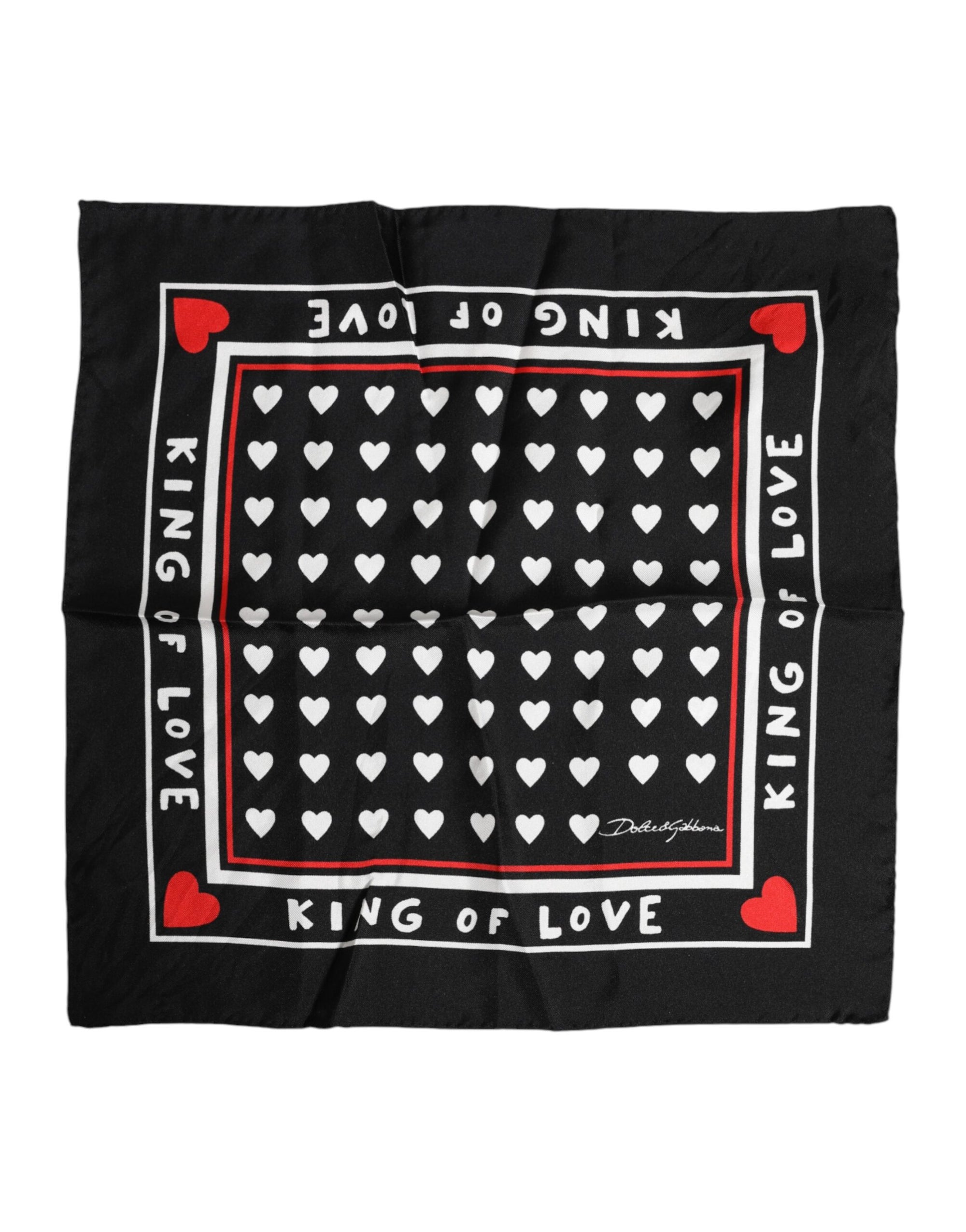Foulard carré en soie imprimé noir Dolce & Gabbana pour homme