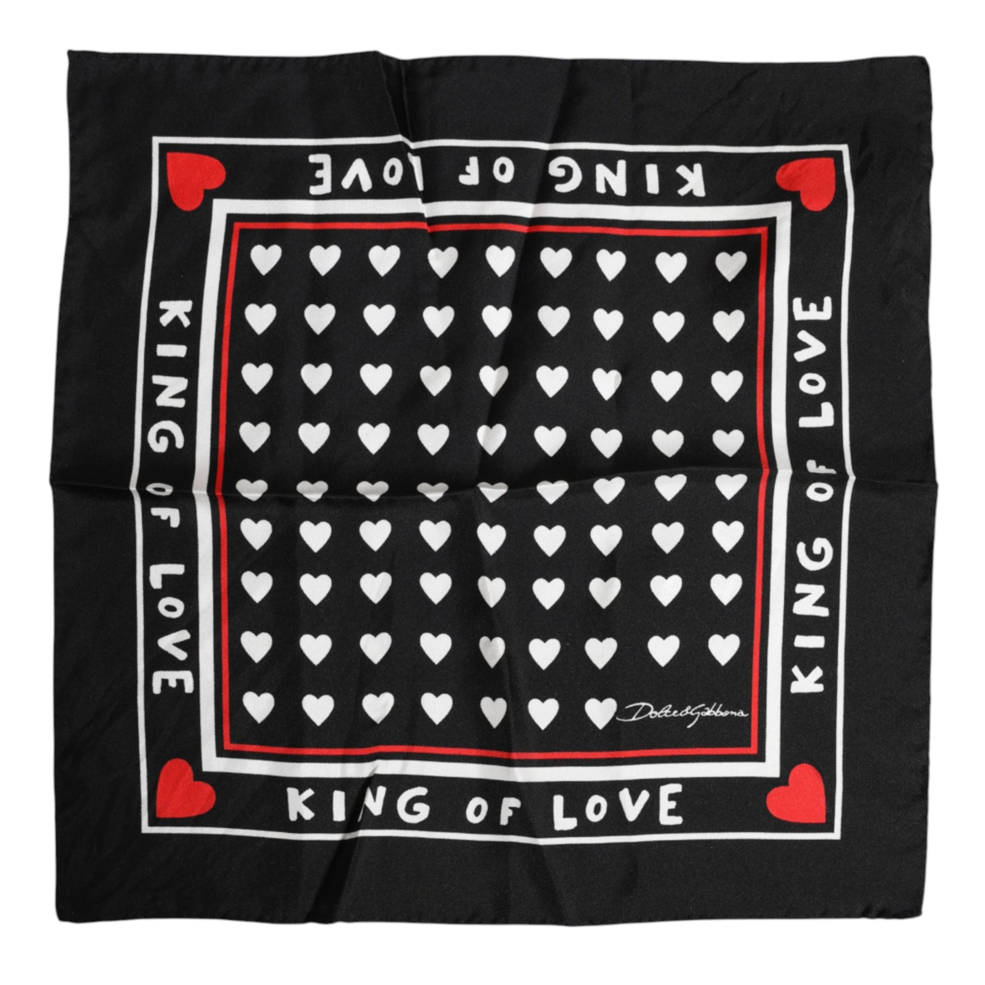 Foulard carré en soie imprimé noir Dolce & Gabbana pour homme