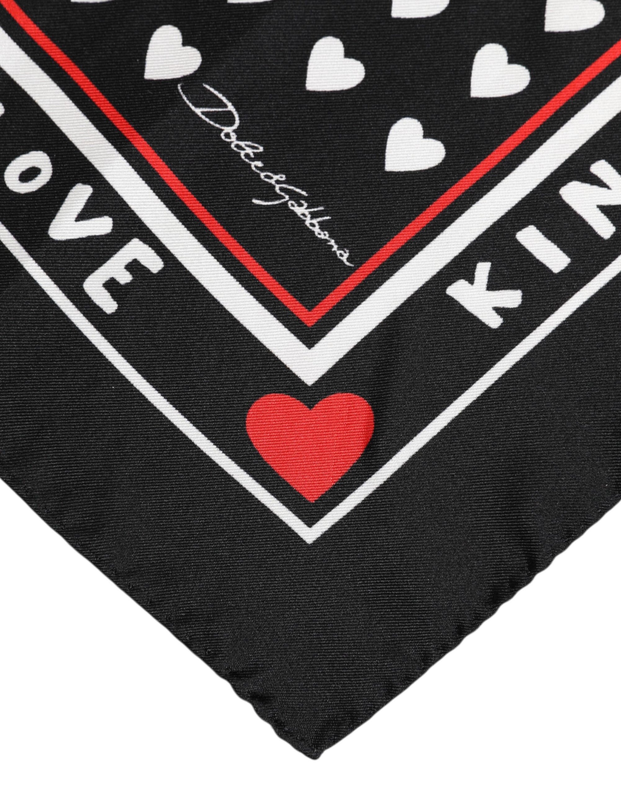 Foulard carré en soie imprimé noir Dolce & Gabbana pour homme