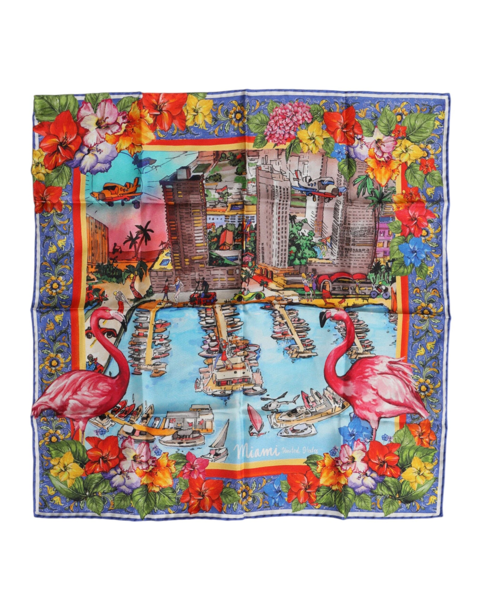 Foulard carré à imprimé graphique multicolore Dolce & Gabbana