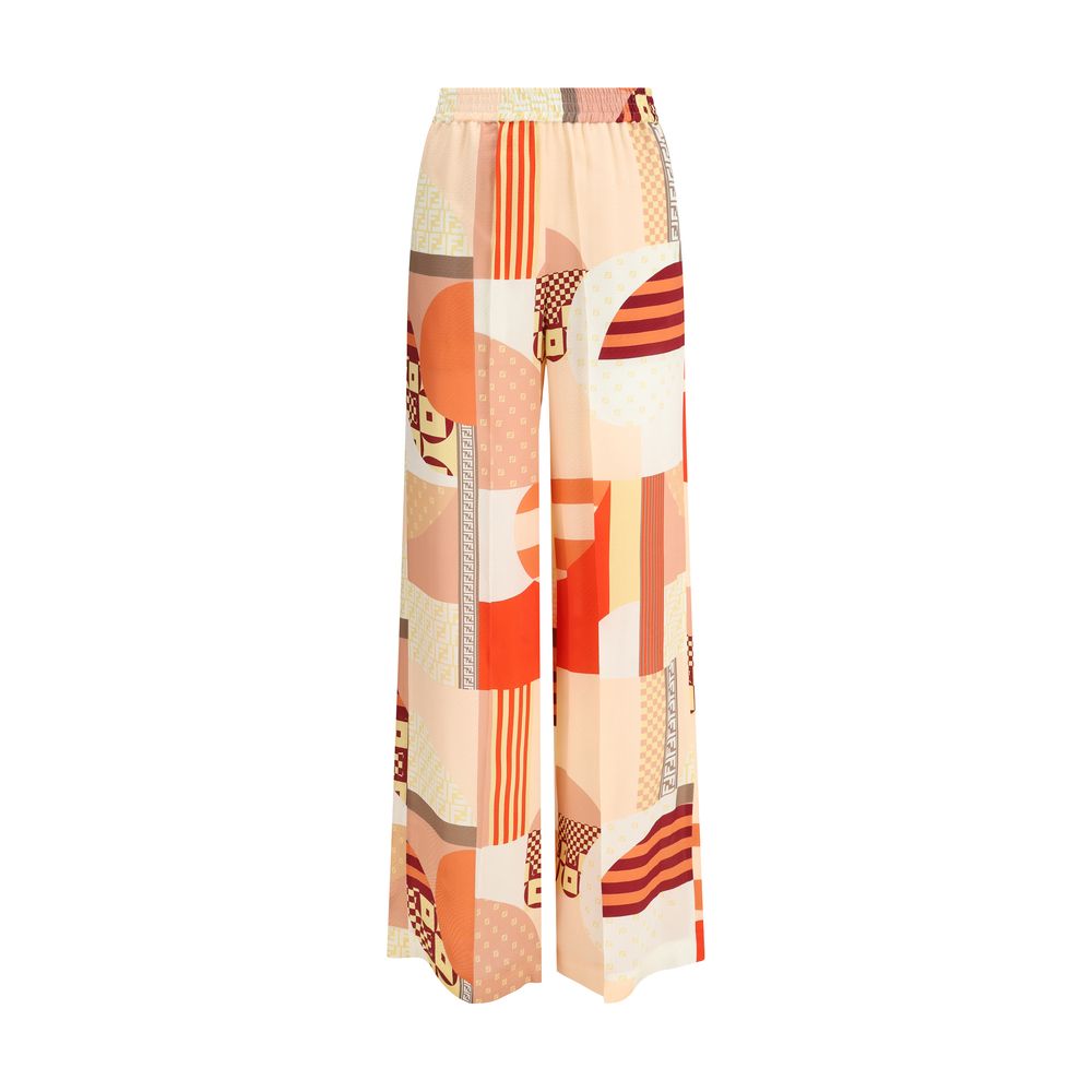 Pantalon Fendi en crêpe de soie à imprimé patchwork