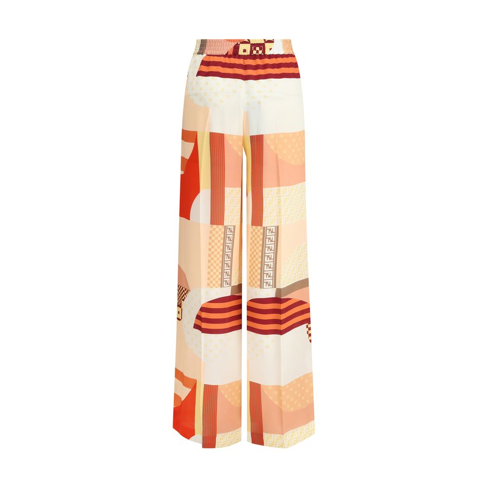 Pantalon Fendi en crêpe de soie à imprimé patchwork