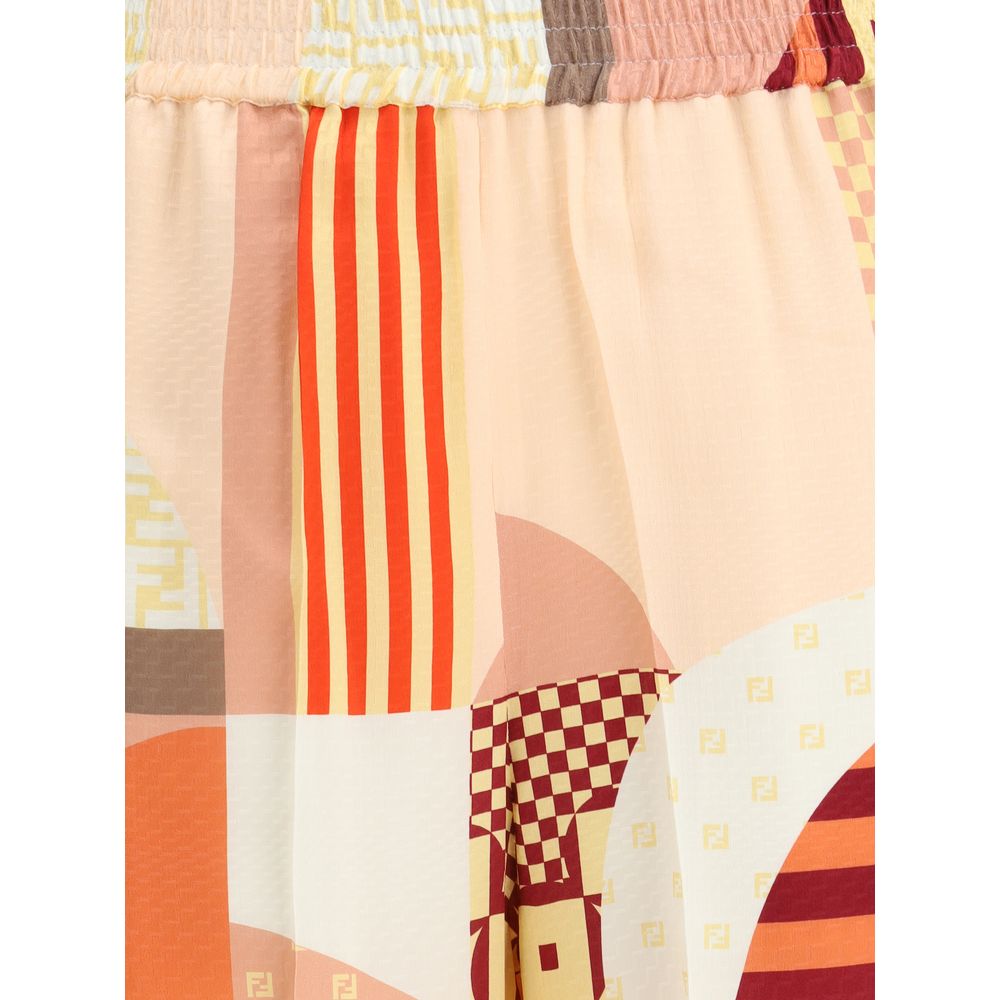 Pantalon Fendi en crêpe de soie à imprimé patchwork
