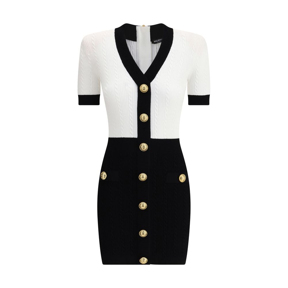 Balmain Braided pattern midi Dress