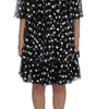Dolce & Gabbana Black White Polka Dotted Ruffled Dress