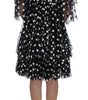 Dolce & Gabbana Black White Polka Dotted Ruffled Dress