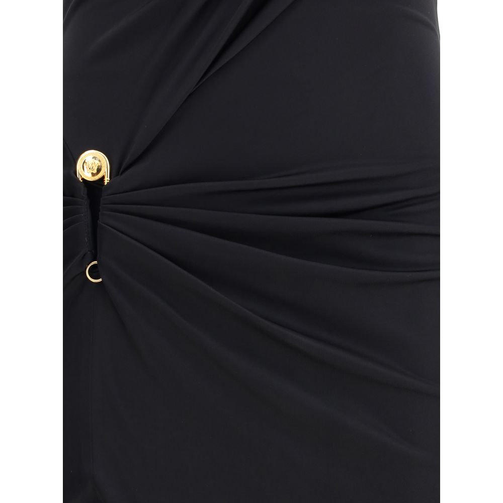 Robe longue drapée en jersey Versace