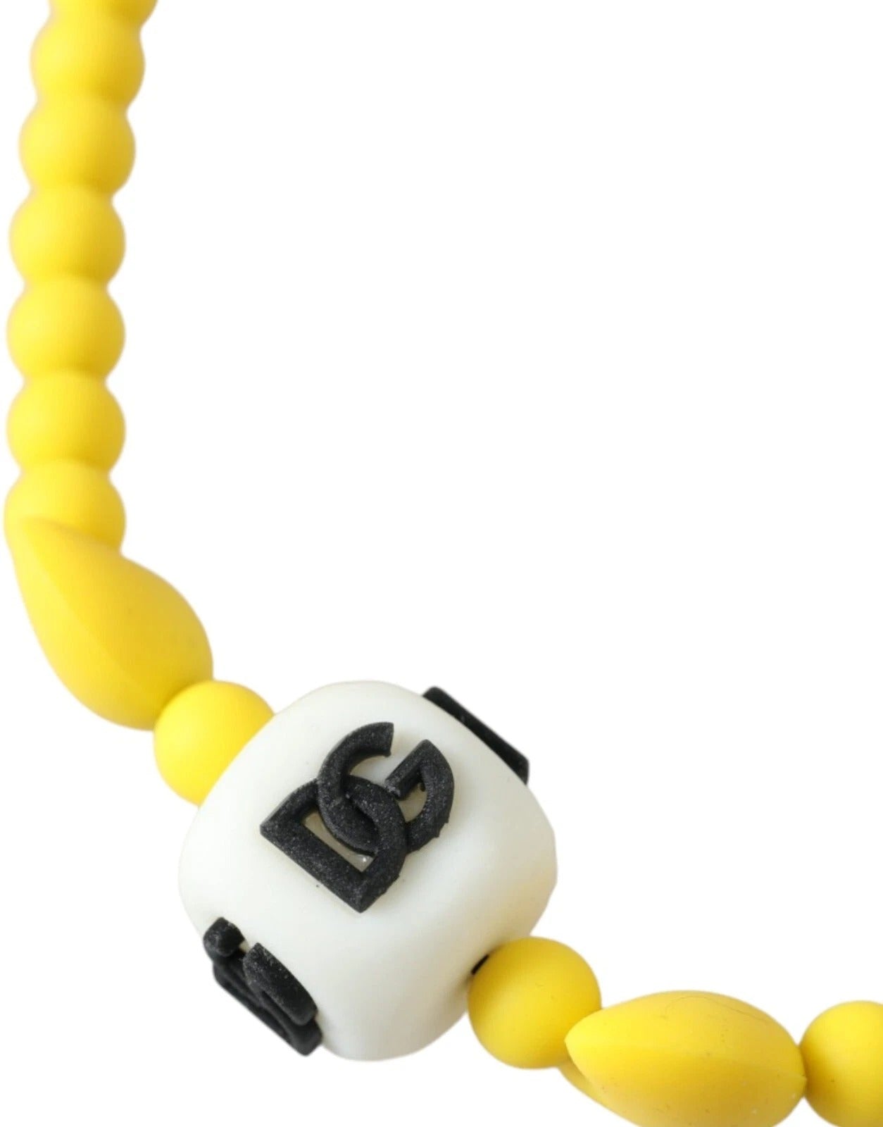 Dolce &amp; Gabbana Yellow Beaded Chain DG Logo Charm Accessory Necklace