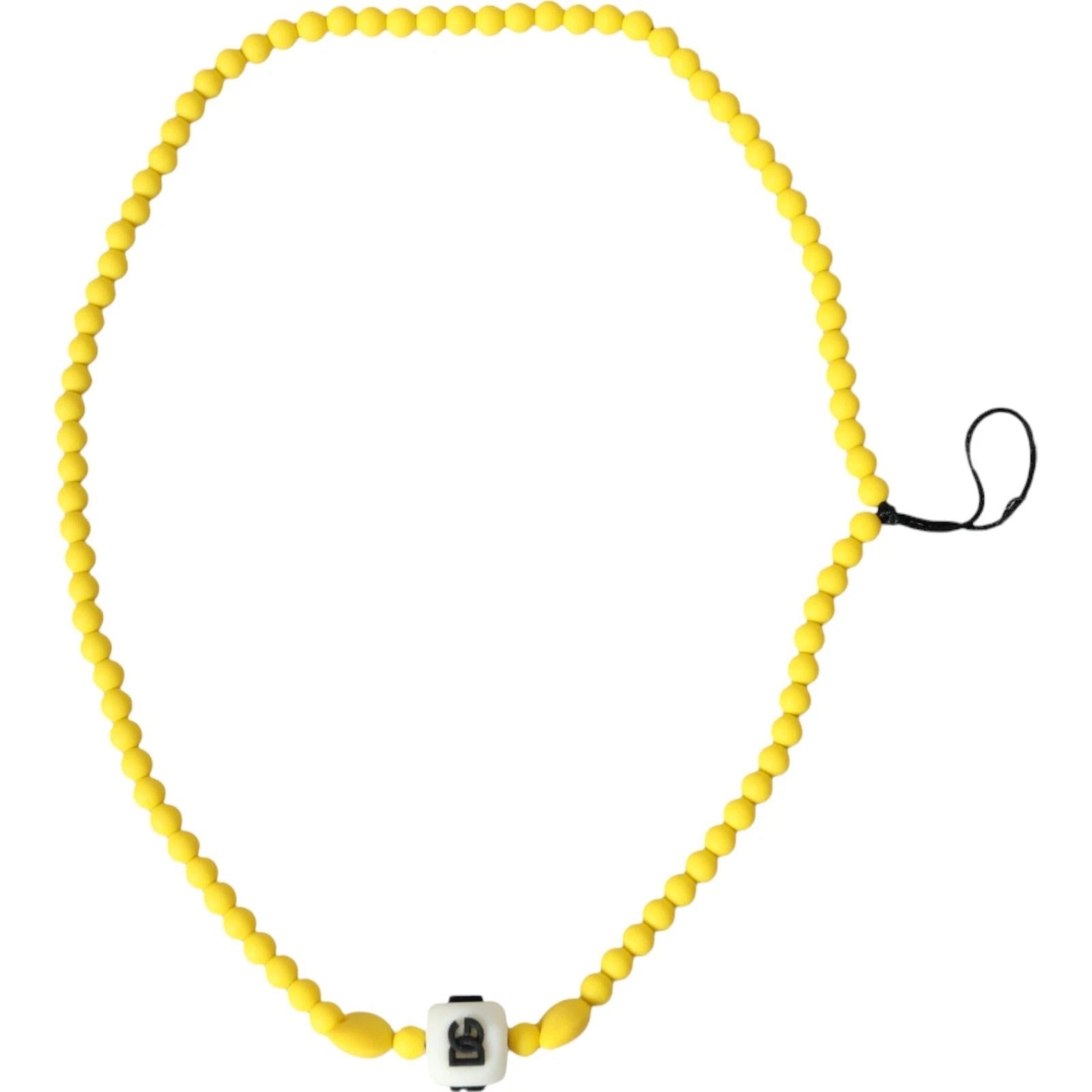 Dolce &amp; Gabbana Yellow Beaded Chain DG Logo Charm Accessory Necklace