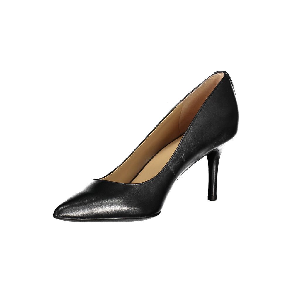 Chaussures plates en cuir noir Ralph Lauren