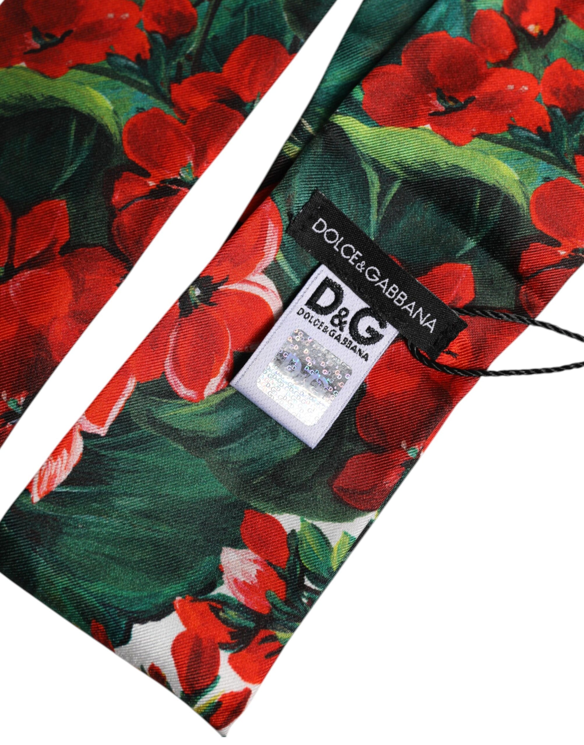 Dolce &amp; Gabbana Multicolor Floral Silk Skinny Neck Wrap Scarf