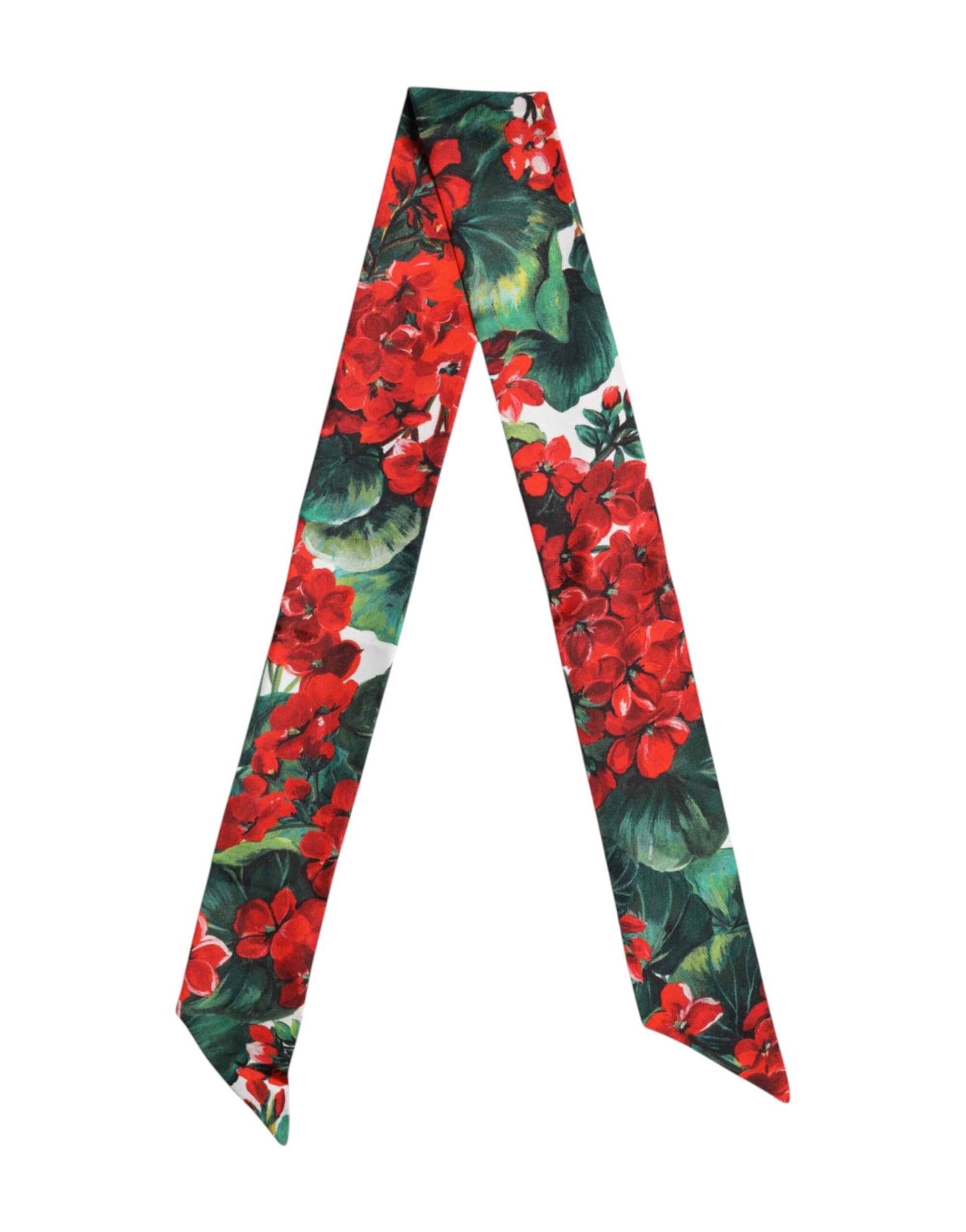 Dolce &amp; Gabbana Multicolor Floral Silk Skinny Neck Wrap Scarf