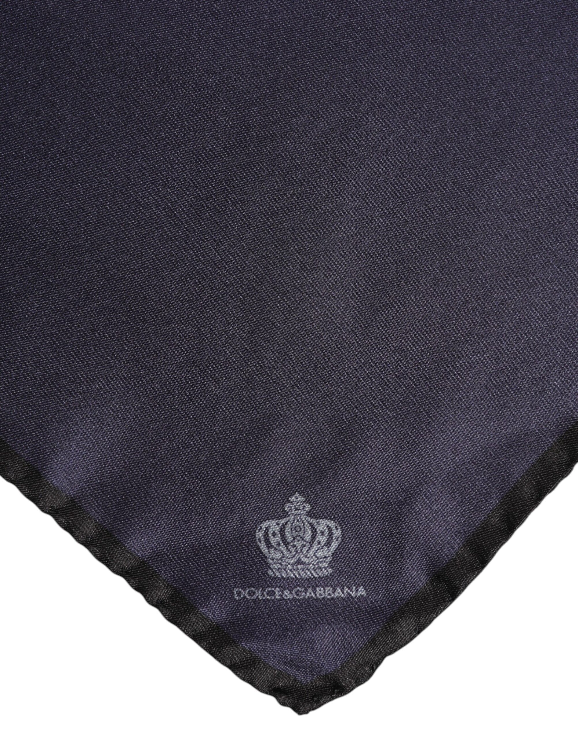 Foulard carré en soie bleu DG Crown pour homme Dolce & Gabbana