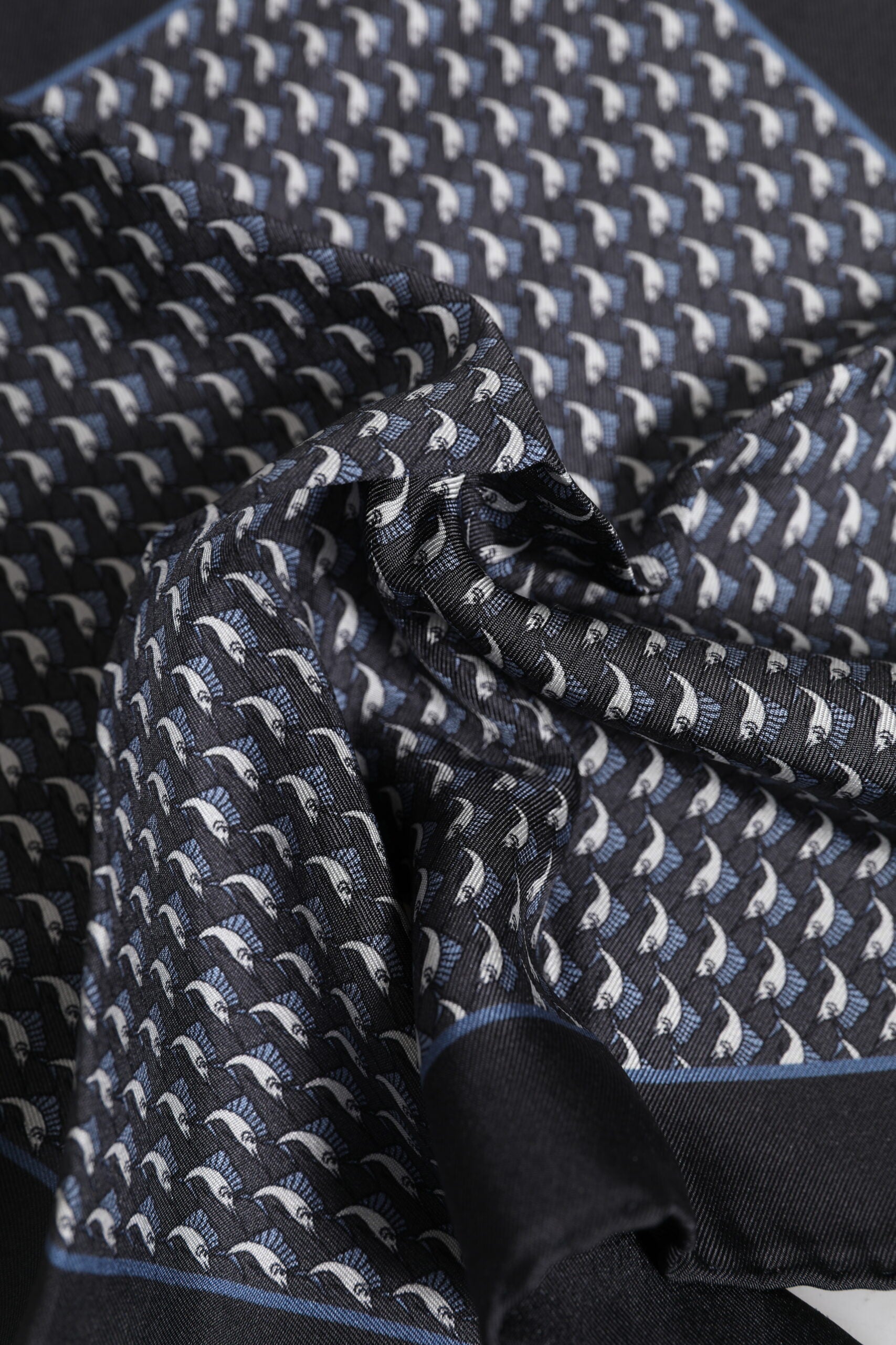 Dolce &amp; Gabbana Black Fish Print Silk Square Men Foulard Scarf