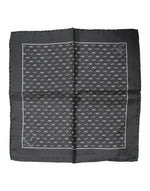 Dolce &amp; Gabbana Black Fish Print Silk Square Men Foulard Scarf