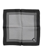 Dolce &amp; Gabbana Black White Patterned Square Men Foulard Scarf