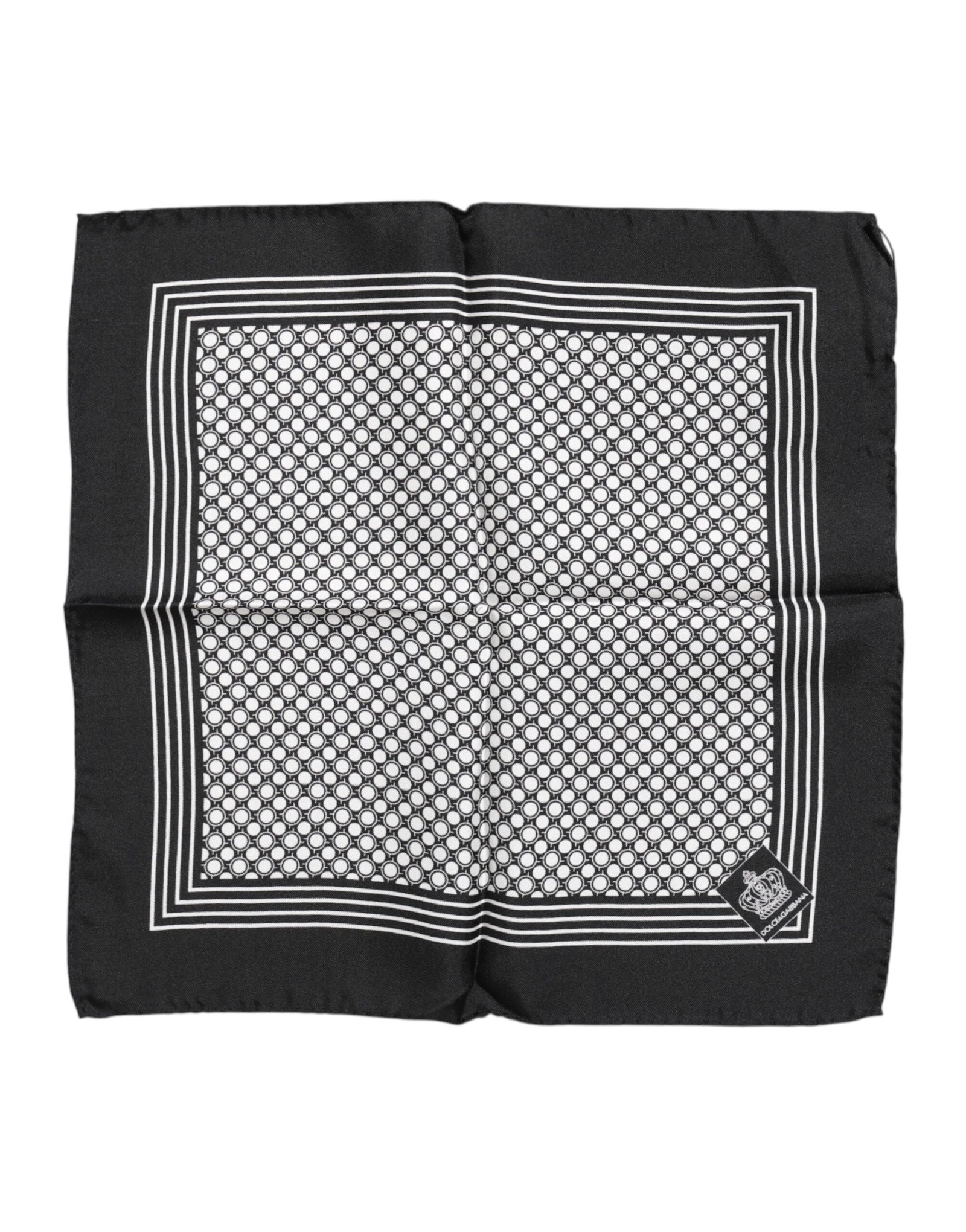 Dolce &amp; Gabbana Black White Patterned Square Men Foulard Scarf