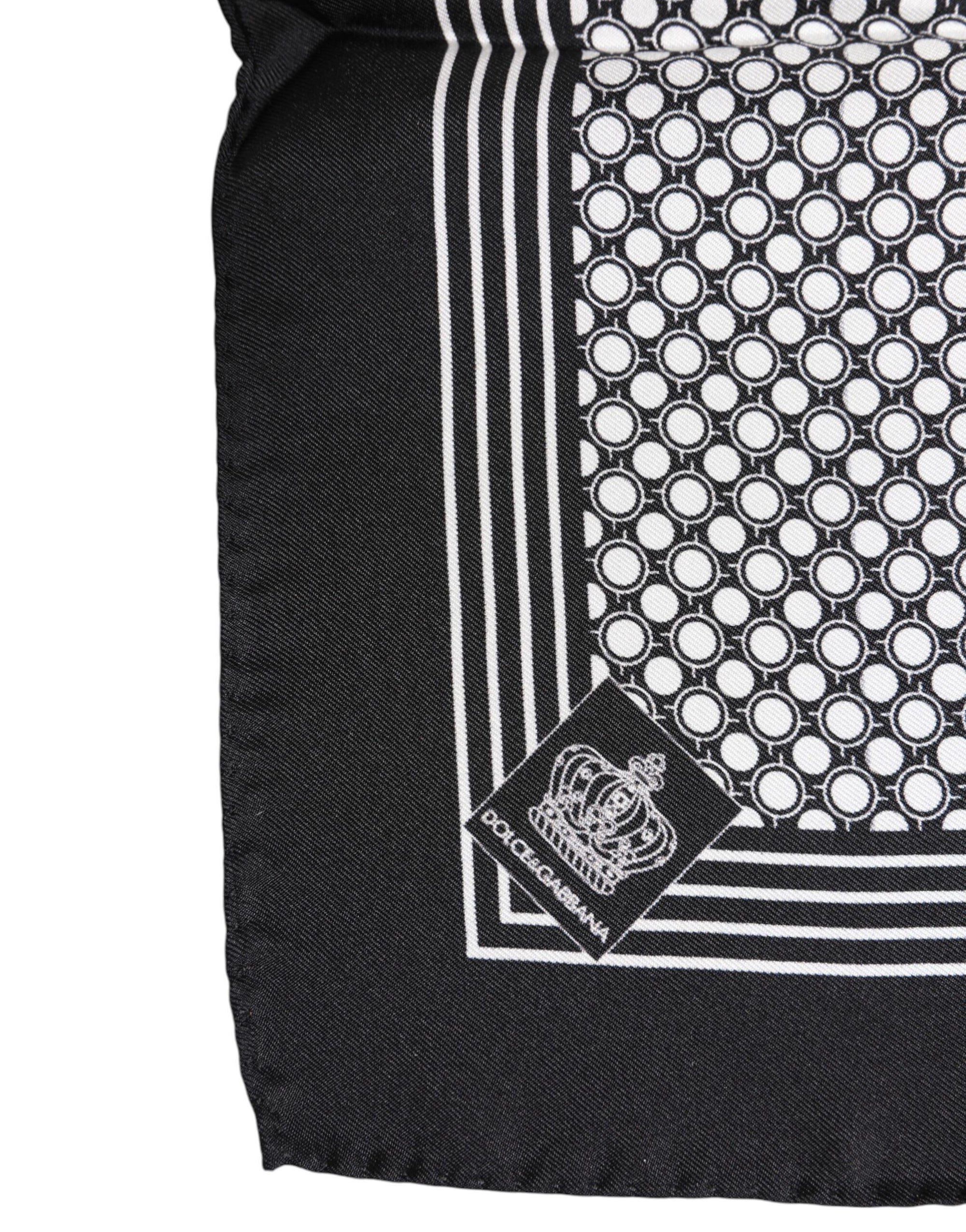 Dolce &amp; Gabbana Black White Patterned Square Men Foulard Scarf