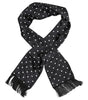Dolce &amp; Gabbana Black White Polka Dot Fringes Foulard Scarf