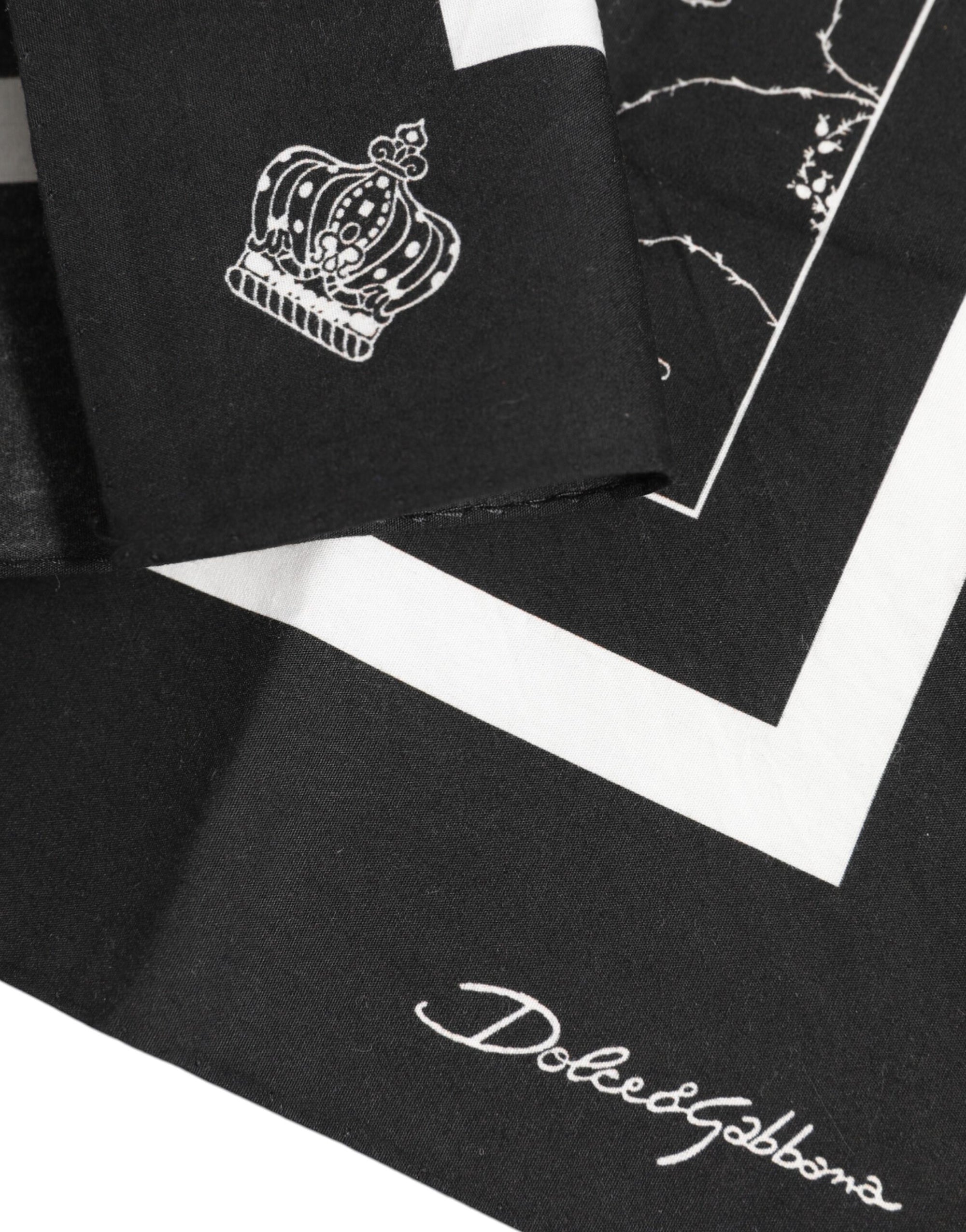 Foulard carré imprimé noir et blanc Dolce & Gabbana pour homme