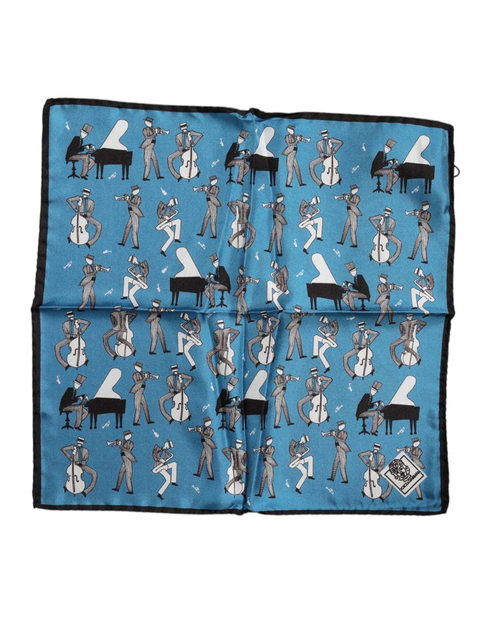 Foulard carré en soie Dolce & Gabbana Blue Jazz Club pour homme