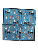 Foulard carré en soie Dolce & Gabbana Blue Jazz Club pour homme