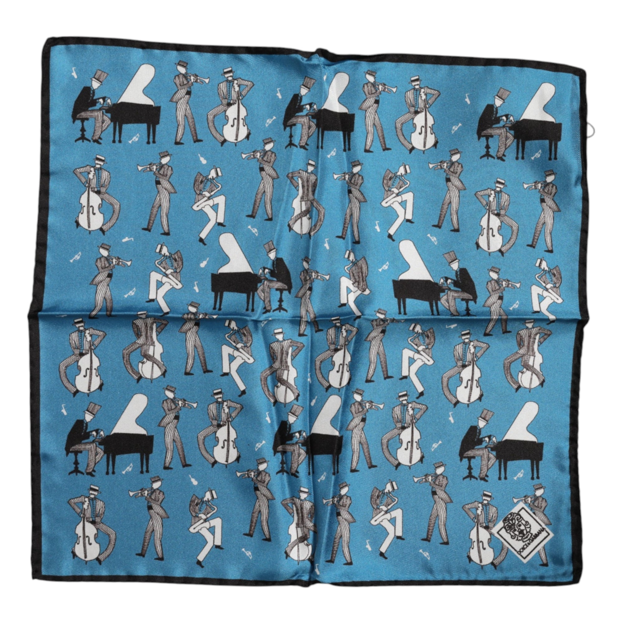 Foulard carré en soie Dolce & Gabbana Blue Jazz Club pour homme