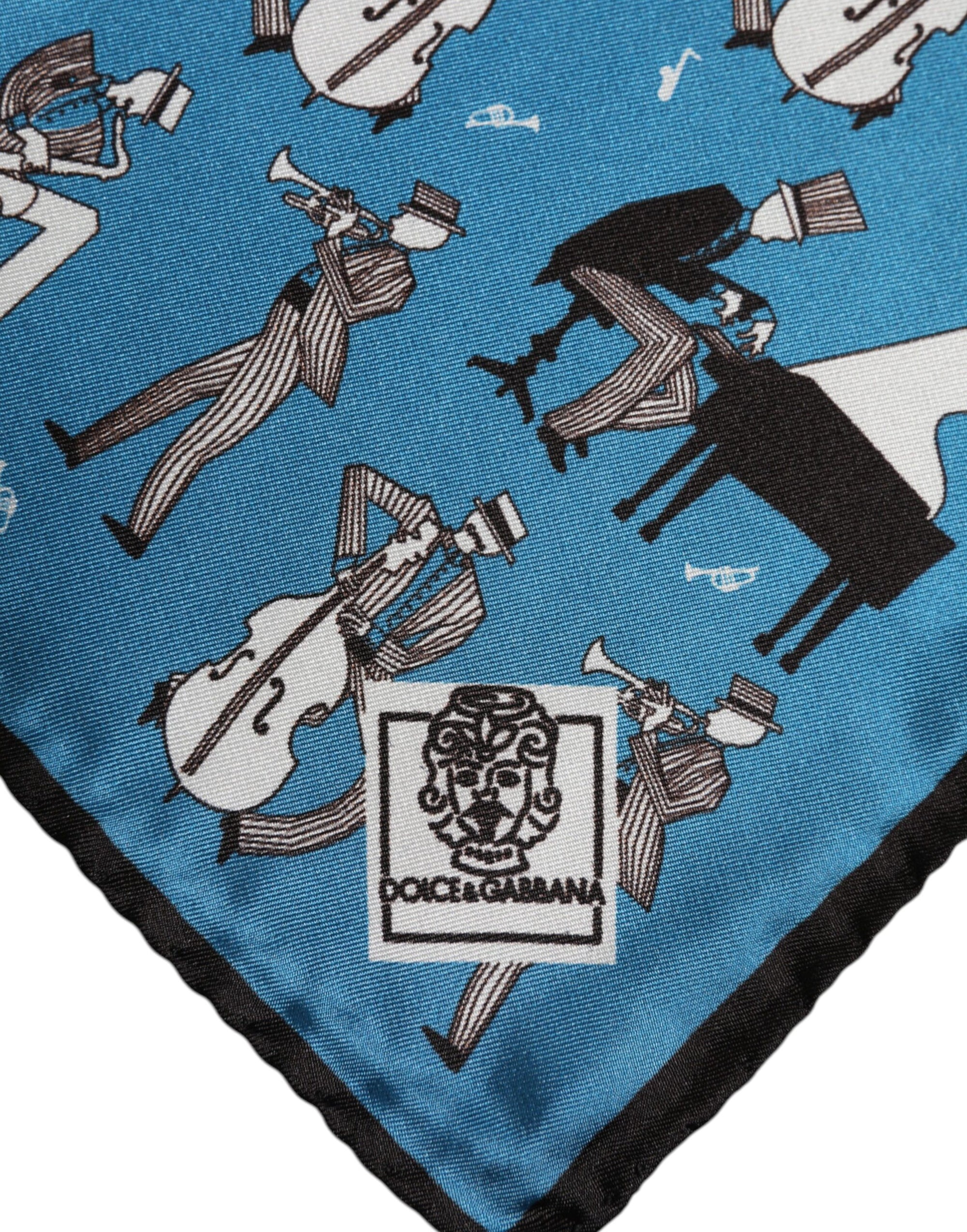 Foulard carré en soie Dolce & Gabbana Blue Jazz Club pour homme