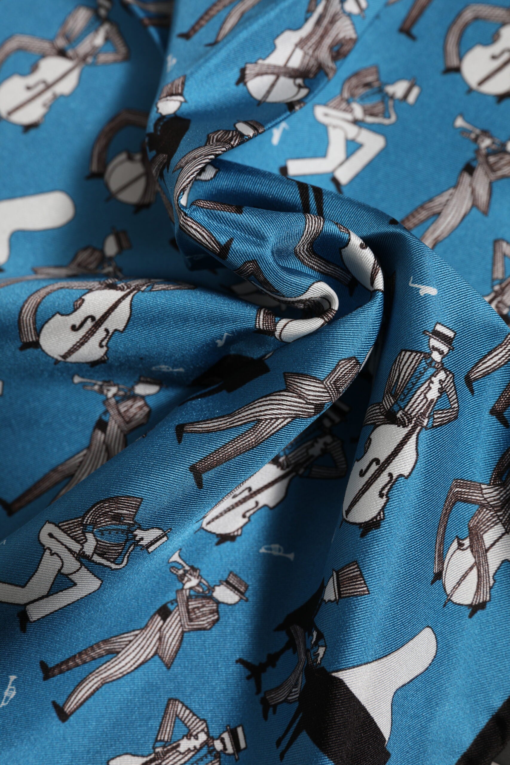 Foulard carré en soie Dolce & Gabbana Blue Jazz Club pour homme