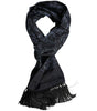 Dolce & Gabbana Blue Printed Silk Fringes Men Foulard Scarf