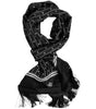 Dolce & Gabbana Black Silk Printed Fringes Men Foulard Scarf